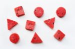 Watermelon Pieces  On White Stock Photo