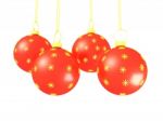 Hanging Red Christmas Balls Stock Photo