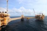 Offshore Construction Platform For Production Oil And Gas,oil And Gas Industry Stock Photo