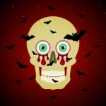 Halloween Blood Eyeball Skull Flying Bat Background Stock Photo