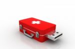 Usb Flash Drive And First Aid Box Stock Photo