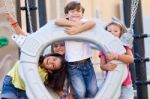 Group Of Childrens Having Fun In The Park Stock Photo