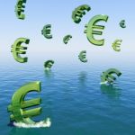 Euros Falling In Sea Stock Photo