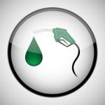 Green Fuel Nozzle With Drop In Circle Frame. Icon Concept Stock Photo