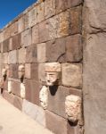 Face Wall At Tiwanaku, Altiplano, Titicaca Region, Bolivia Stock Photo