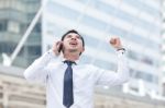 Asia Business Man Using A Mobile Phone Stock Photo