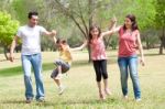 Happy Family On Vacation Stock Photo