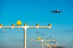 Airport Landing Lights Stock Photo