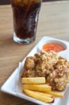 Fried Chicken With Cola Stock Photo