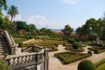 Enchanted Ajuda Garden With April 25th Bridge In Lisbon, Portugal Stock Photo