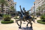 Trajano Riding A Horse Statue By Salvador Dali In Marbella Stock Photo