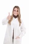 Female Dr Showing Thumb Up Stock Photo