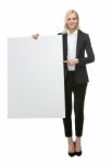 Businesswoman With Placard Stock Photo