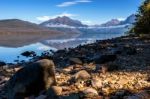 Rocks Along The Shore Of Lake Mcdonald Stock Photo