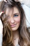 Studio Portrait Of Beautiful Young Woman Stock Photo