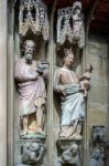 Statues Joseph And Mary In St James Chuch In Rothenburg Stock Photo