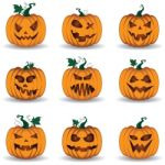 Halloween Pumpkin Set Isolated On White Background Stock Photo