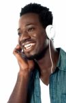 Young Man With Headphones Stock Photo