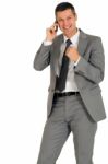 Businessman With Phone Stock Photo