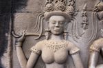 An Apsara In Angkor Wat, Cambodia Stock Photo