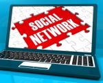 Social Network On Laptop Showing Online Communications Stock Photo