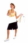 Standing Model Holding Shopping Bags Stock Photo