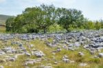 View Of The Limestone Pavement Near The Village Of Conistone In Stock Photo