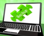 Backup Laptop Shows Data Archiving Back Up And Storage Stock Photo