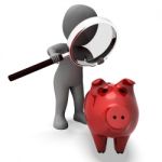 Piggy Bank And Character Shows Savings Finances And Banking Stock Photo