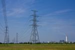 Power Plant And Power Lines Stock Photo