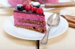 Blueberry And Raspberry Cake Mousse Dessert Stock Photo