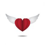 Heart With Wings Love Flat Design Icon  Illustration Stock Photo