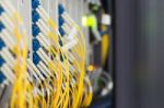 Fiber Optic With Servers In A Technology Data Center Stock Photo