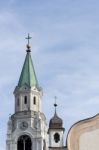 Ss Philip And Jacob Parish Church In Cortina D'ampezzo Stock Photo