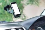 Close Up Phone Mounted In Car Stock Photo