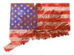 Connecticut State Map Flag Pattern Stock Photo