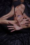 Woman Traped In Black Fishnet Stock Photo