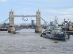 Hms Belfast And Tower Bridge Stock Photo