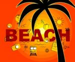 Beach Icons Indicates Seafront Coast And Symbols Stock Photo