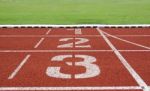 Running Track In Stadium Stock Photo