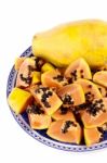 Papaya Fruit Sliced Stock Photo