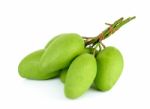 Green Mango Isolated On A White Background Stock Photo