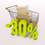 Shopping Cart And Percentage Sign, 30 Percent Stock Photo