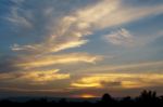 Dramatic Cloudy Sky In Twilight Time Stock Photo