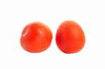 Two Red Isolated Tomatoes With Water Drops Stock Photo