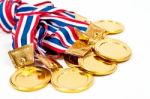 Golden Medals Award Stock Photo