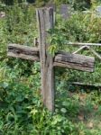 Crosses On Graves Cemetery And Fences  Stock Photo