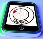 Target Smartphone Shows Goals Aims And Objectives Stock Photo