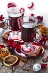 Mulled Wine With Spices Stock Photo