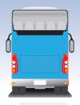 Back View Of Double Deck Touring Coach Bus Stock Photo